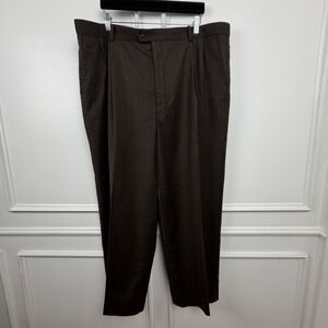 Cricketeer Mens Vintage Pleated Dress Pants Brown Straight Leg Size 42 RN 77219